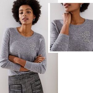 NWT LOFT Crystal Floral Wool-Blend Sweater